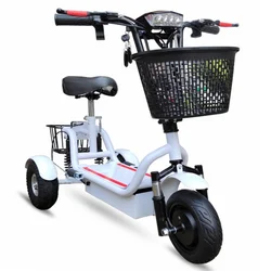 800W 48V 12AH/20AH Adult Electric Tricycle 10 Inch Mini Folding 3 Wheel Electric Scooter for Long Distance Men Women Elderly