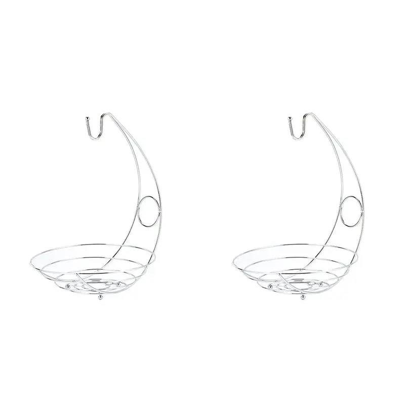 

B-Est 2X 2 In 1 Banana Hanger Fruit Bowl Iron Holder Storage Basket Stand Hook Kitchen Storage