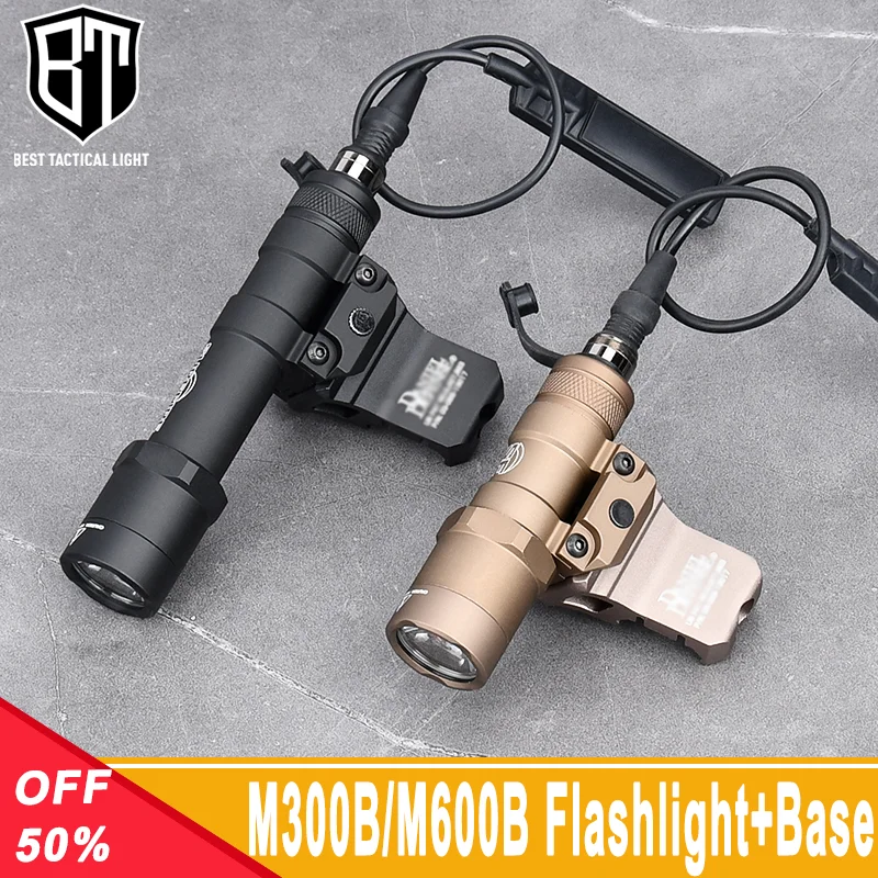 

WADSN Tactical SF Sureifr M300B M600B Flashlight White Light 600lumens Offset Mount M-LOK Keymod Base Fit 20MM Rail Hunting Lamp