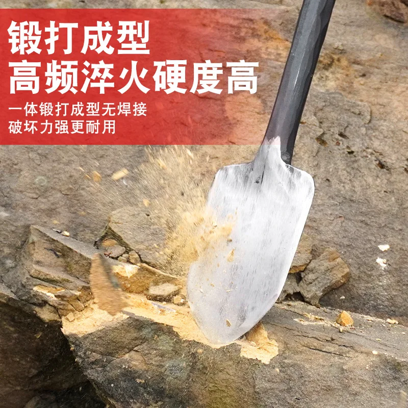 Forging spring steel tree shovel digging holes transplanting pointed shovel horticulture forest flower digging hard soil long