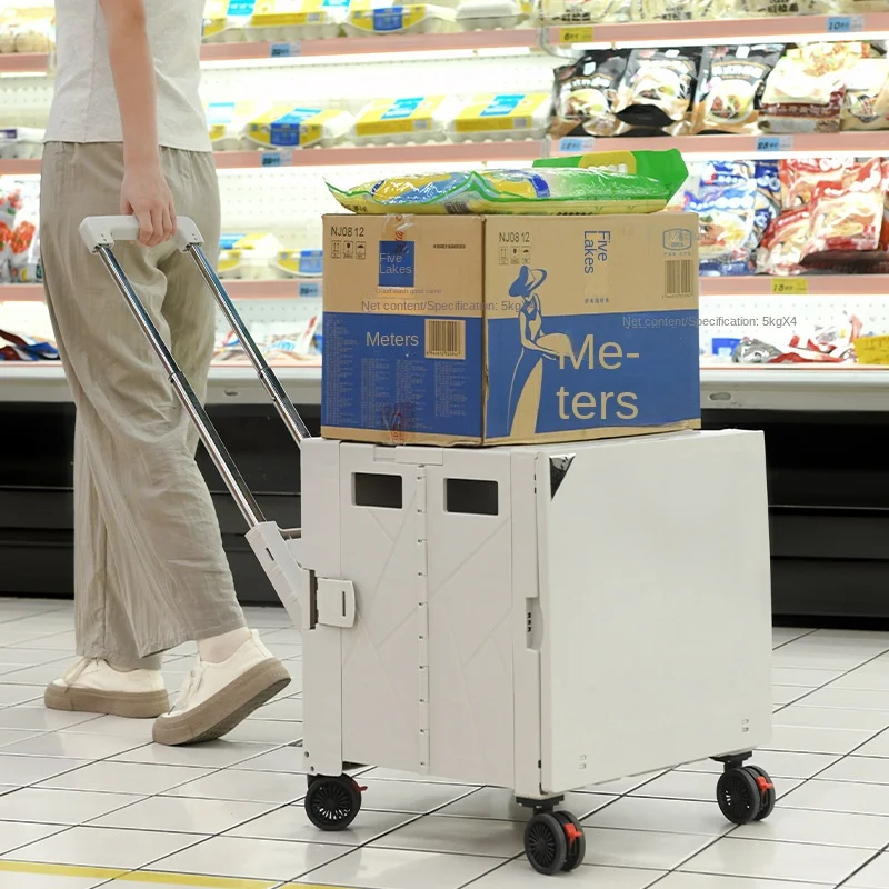 Foldable Outdoor Camping Picnic Trolley Portable Shopping Cart White LY55 Model Foreign Trade Cross-Border Wholesale