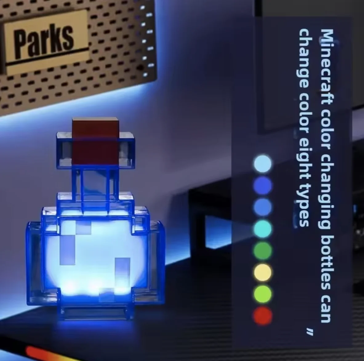 High-quality Pixel-style Potion-bottle Night Light Tap To Cycle 7 Colors Perfect Desk Décor Color Changing