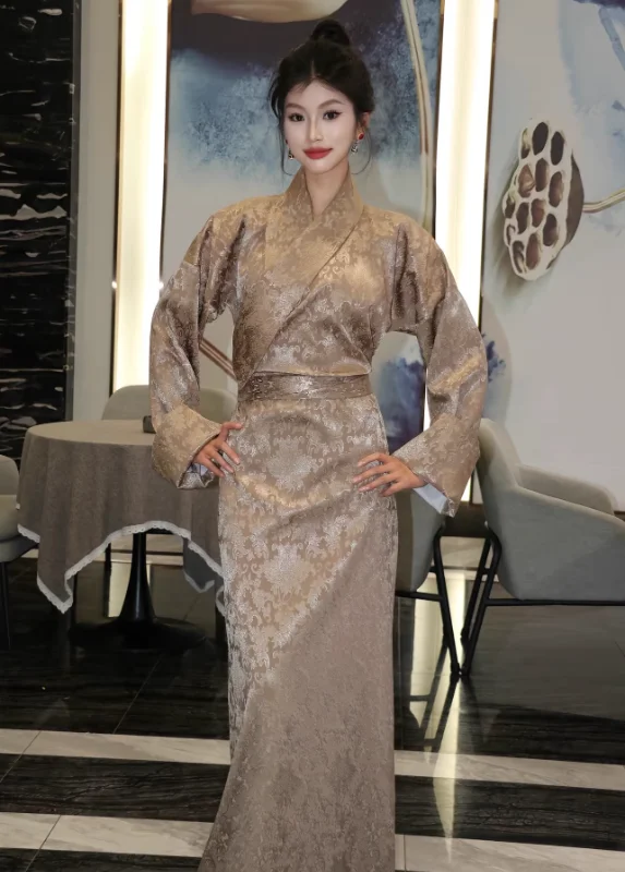 

Chinese Bhutan Tibetan Robe Women's Tibetan Daily Dress Xizang Clothes