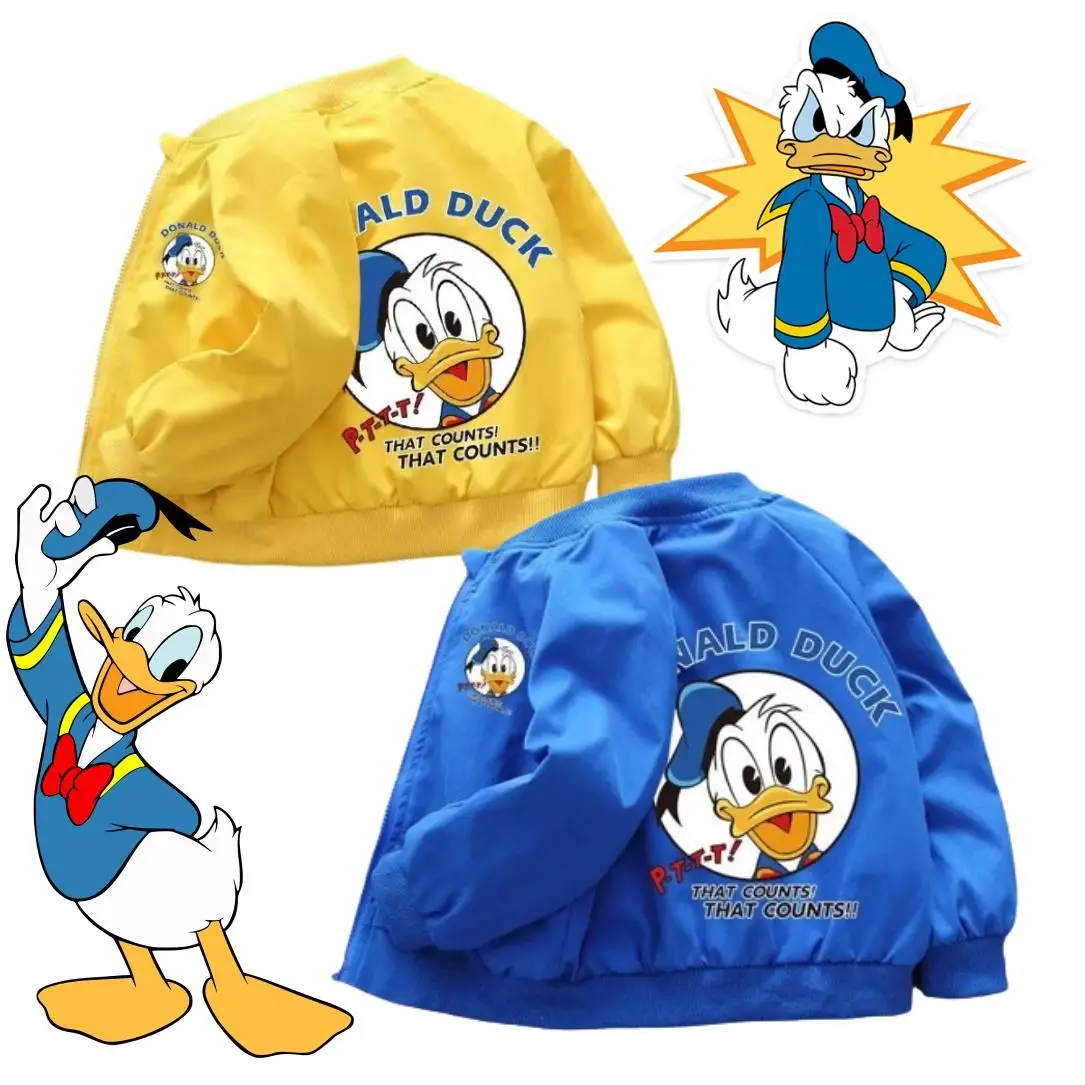 Donald Duck Zipper Jacket for Baby Toddler Boys Cosplay Sweatshirt Children Cartoon Windbreaker Outerwear Kids Coats