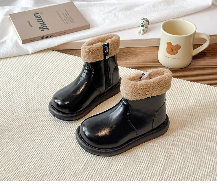 2026 England-Style Winter-Modestiefel für Mädchen, Verdickte Warme Kunstfell-Schneestiefel, Weichsohlige Rutschfeste Modestiefel für Mädchen – Detail 14