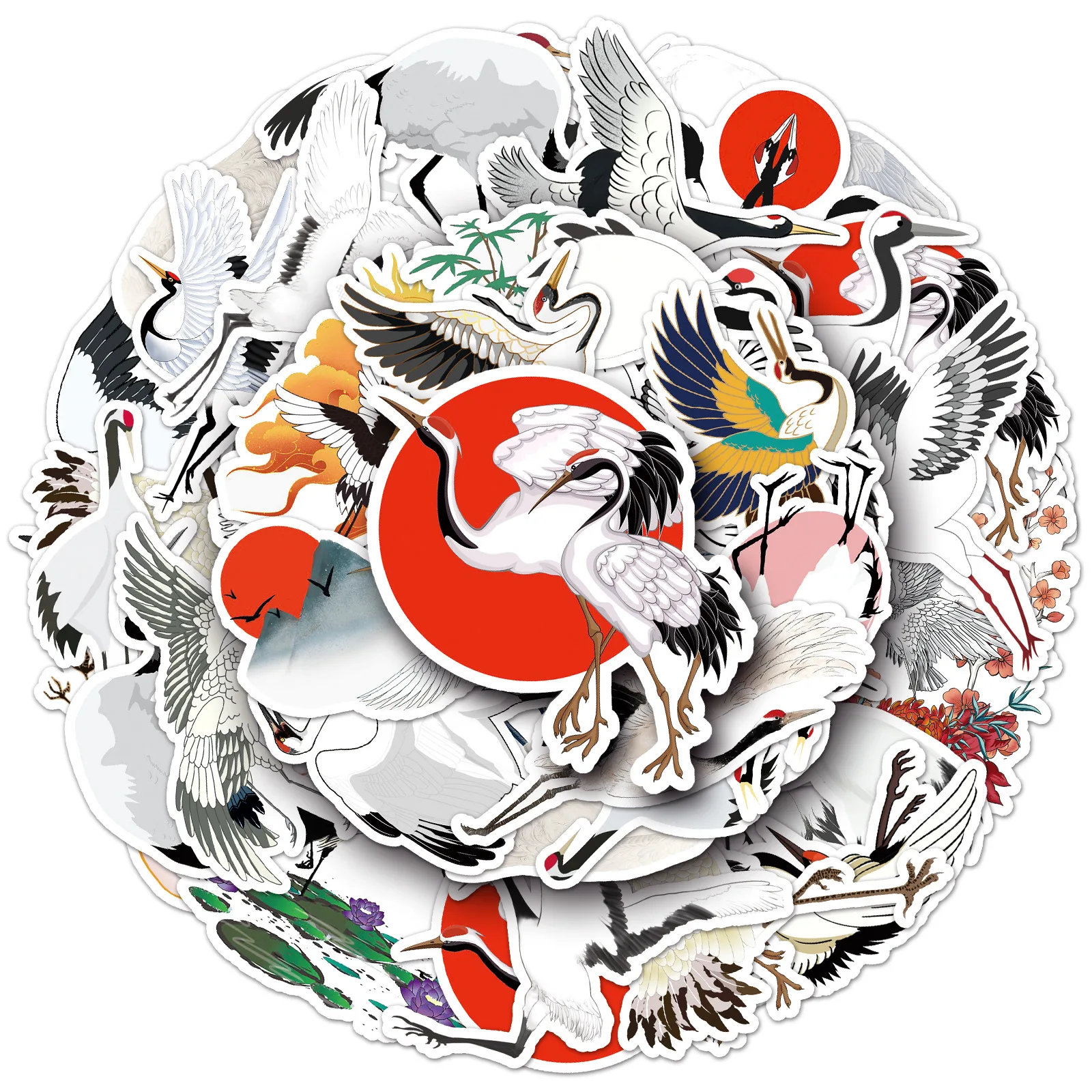 

10/30/50PCS Red Crowned Crane Sticker Cartoon Animal Graffiti Decoration Skateboard Refrigerator Phone Case Waterproof Decal