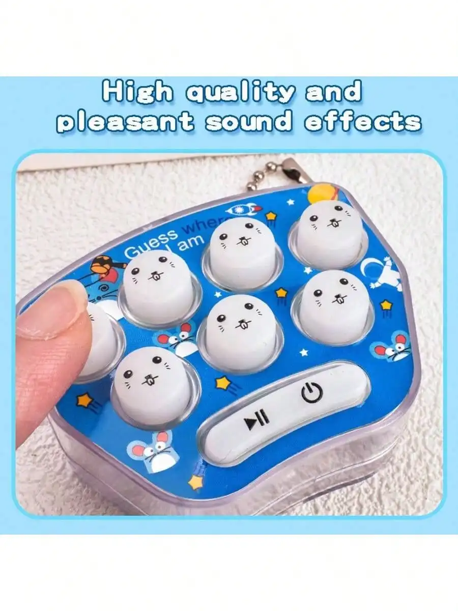 Whac-A-Mole Mini Handheld Game Console Cartoon Electronic Glowing Finger Training Stress Relief Toy Mini Keychain Mini Car Penda
