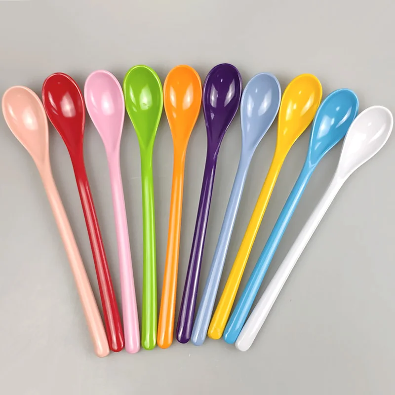 1pc Strring Spoon For Coffee Tea Long Handle Colored Plastic Season Soup Spoon Creative Cute Dessert Ice Cream Spoon Tableware