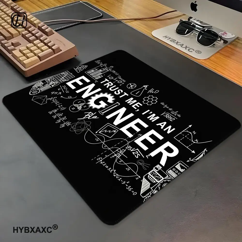 Black Engineering Mouse Pad 40X45 Large Square Computer Office Game Table Mats Rubber Anti-slip Mousepads Small Decor Desk Pads