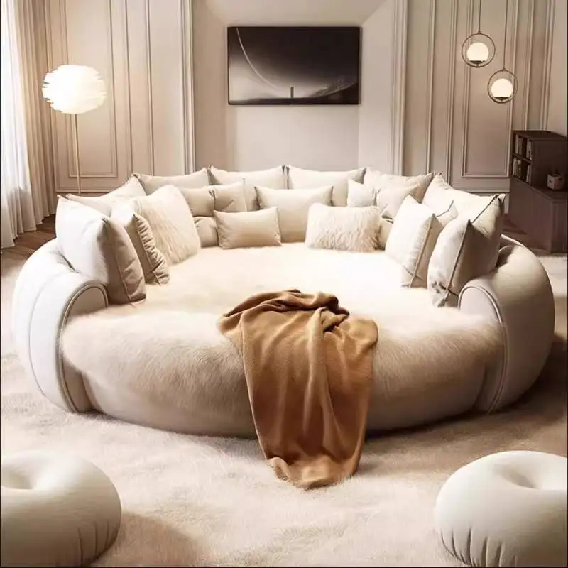 Insert Australia Double Bed Luxury White Room Modern Loft Full Size Double Bed Bedroom Round Adults Schlafzimmer Bett Furniture