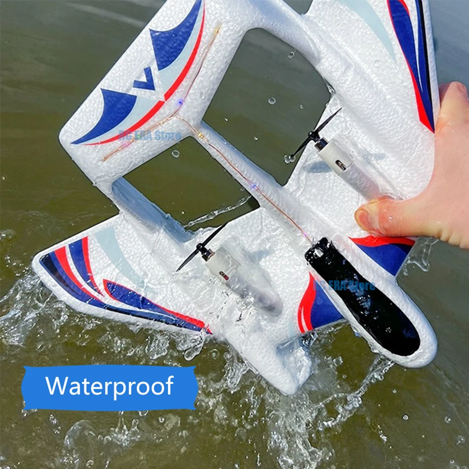 Amphibious Waterproof Gyro Stabilized EPP Foam Fixed-Wing Glider Aircraft RC Plane with LED Lights 2.4G Radio Control Airplane