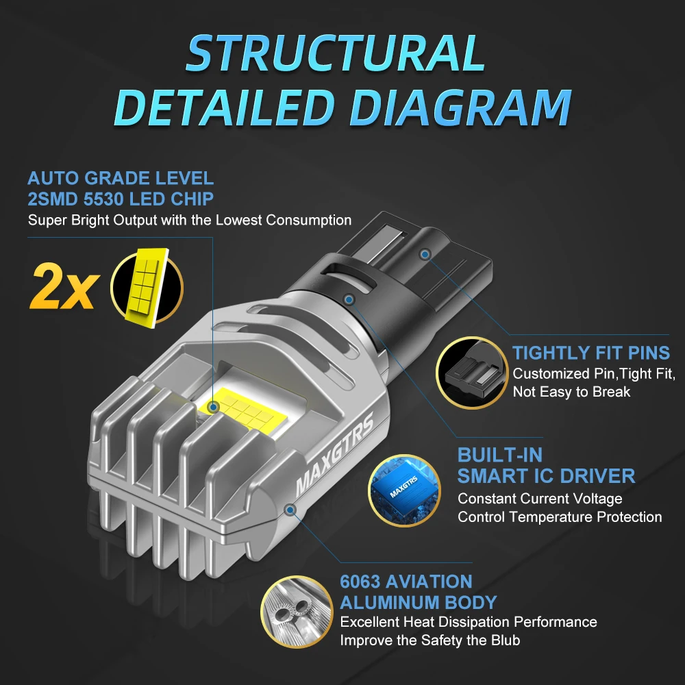 2x 2000LM Canbus T15 T16 LED Rückfahrscheinwerfer W16W Auto Back Up Hinten Blinker Lampe 912 921 Weiß Rot Gelb Bernstein Super Helle
