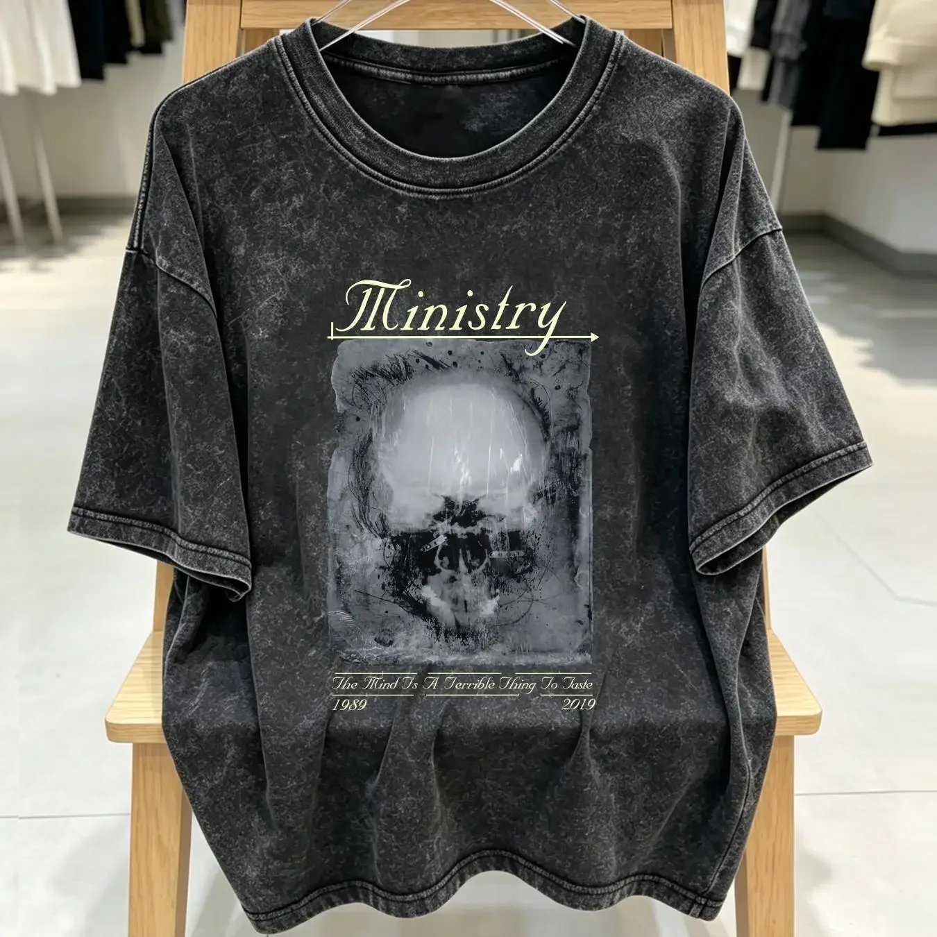 washed T Shirt Ministry The Mind Is A Terrible Thing To Taste Concert Blk XL 2019 vintage Washed homme Comfortable streetwear