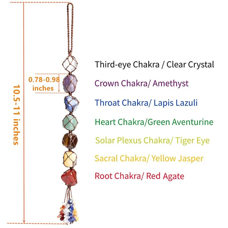 Handmade 7 Chakra Tumbled Gemstone Crystal Window Car Decor Feng Shui Hanging Ornaments Spiritual Meditation Auto Interior Decor - Image 5