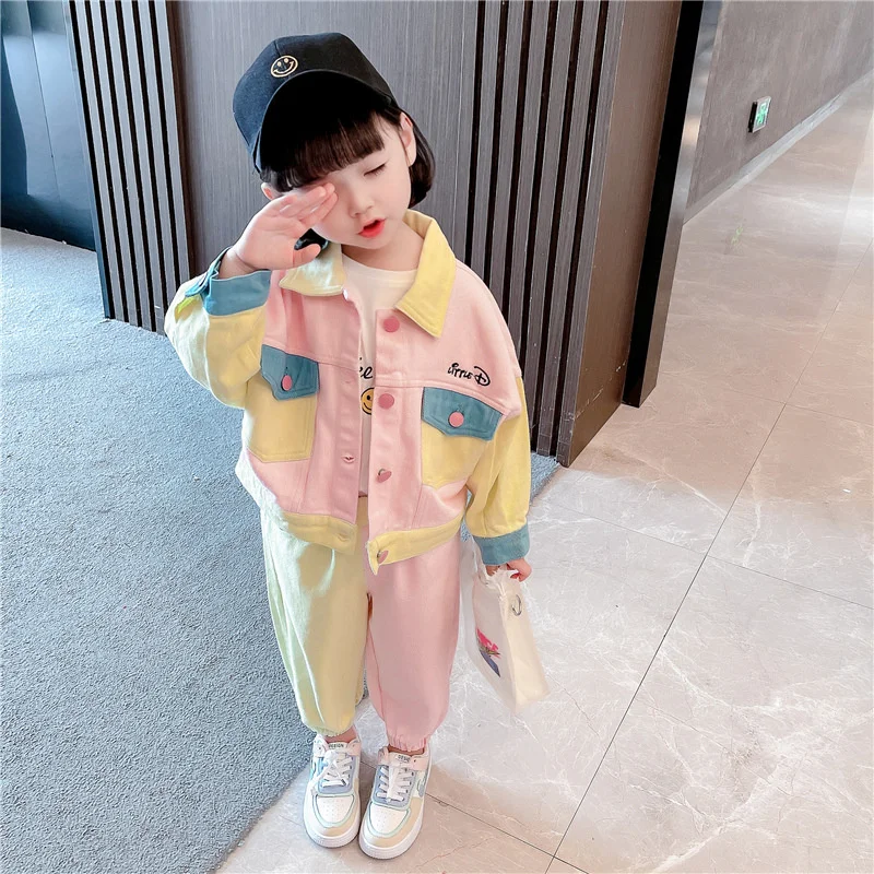 Girls Suit Coat+Pants Cotton 2Pcs/Sets 2023 Cardigan Spring Autumn Outfits Sports Sets Kid Tracksuit Uniforms Children Clothing