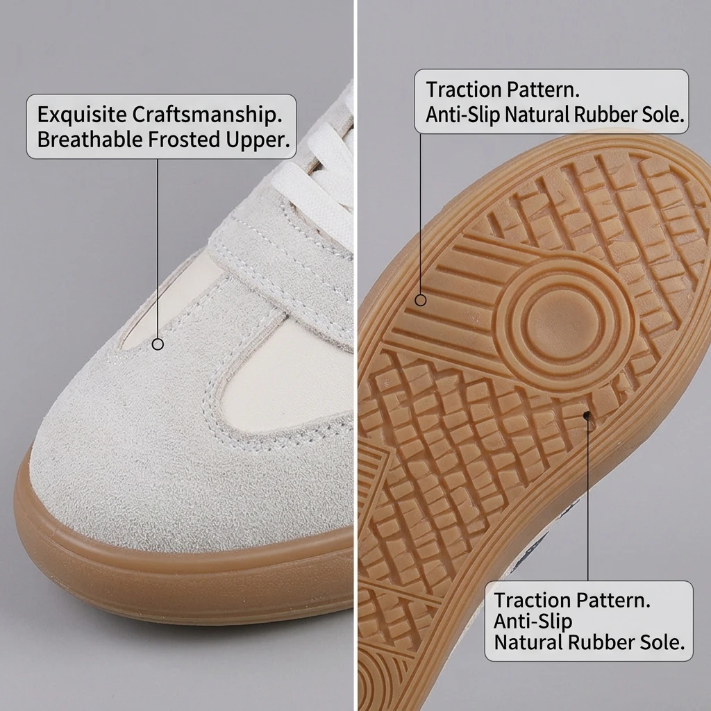 German Army Trainers Men's GAT Sneakers Nubuck Leather Casual White Shoes Comfortable Anti-slip Rubber Sole Walking view 5