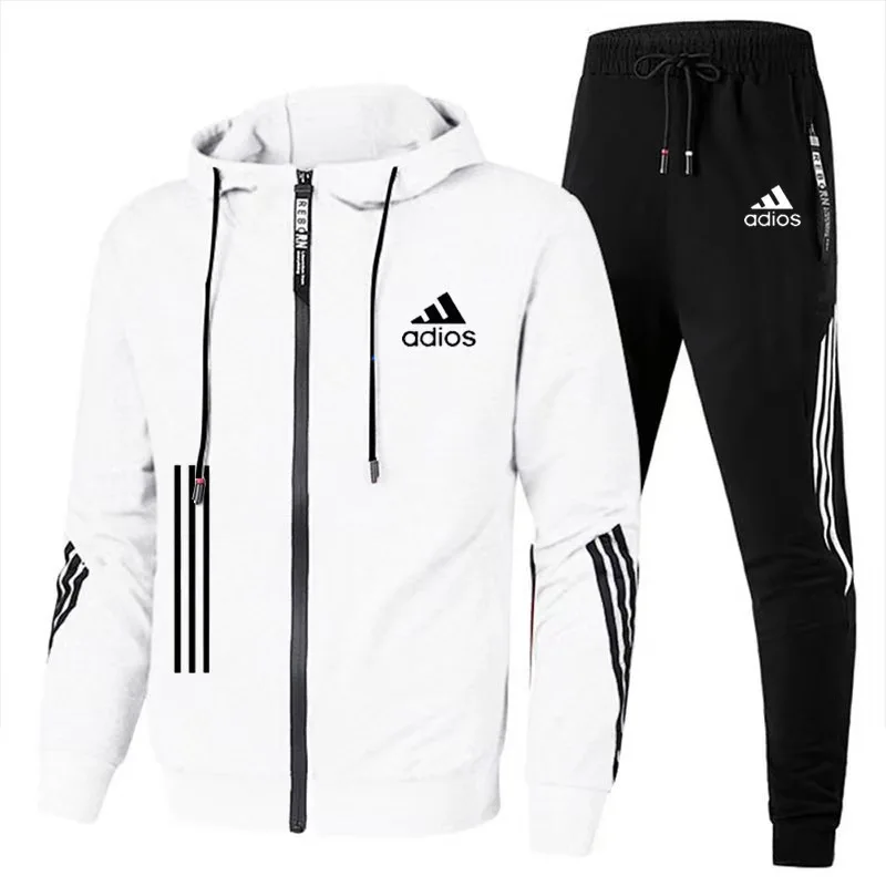 Conjunto de duas peças de 2024 outono e inverno nova venda quente masculino jogging roupas esportivas com zíper moletom com capuz design + calças