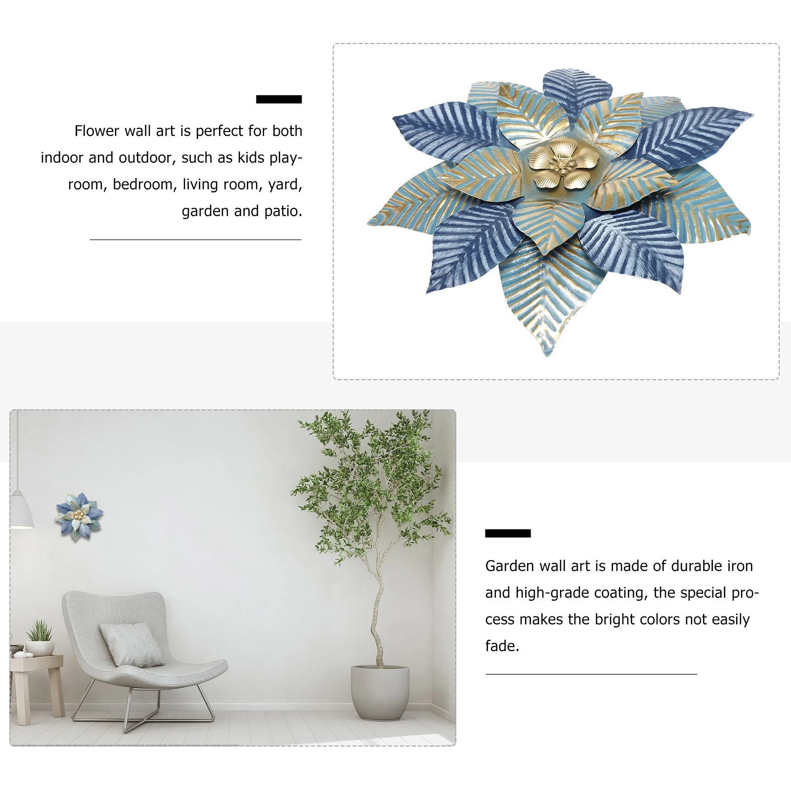 

Flower Wall Art Metal Iron Flower Wall Decor For Garden Yard Patio Living Room Bedroom Kids Playroom Outdoor Indoor Decoration
