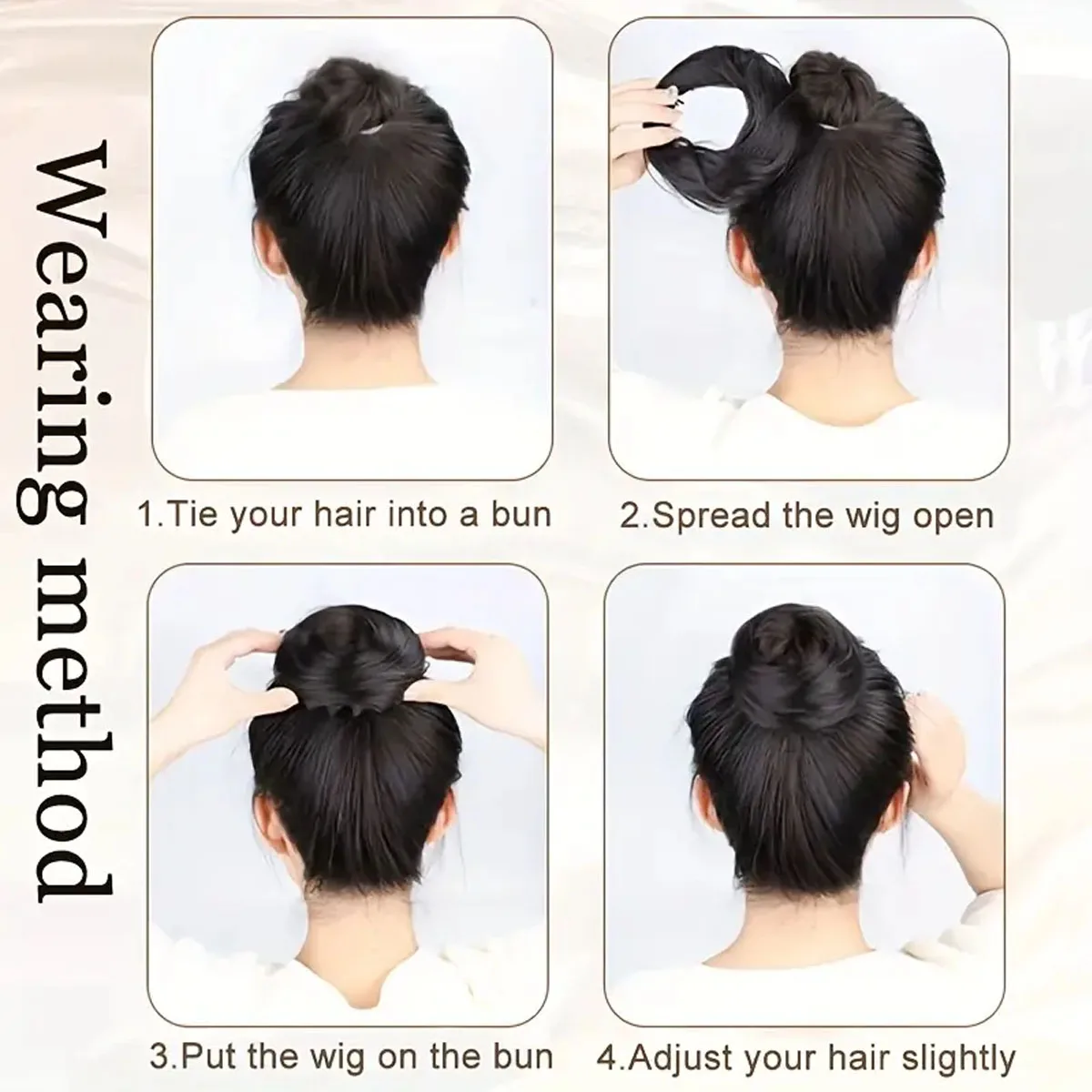 1 Stück Synthetischer Haarknoten mit elastischem Ring, gerader Donut-Haarknoten, Vogelnest-förmiger, einziehbarer Haarknoten für Frauen – Detail 6