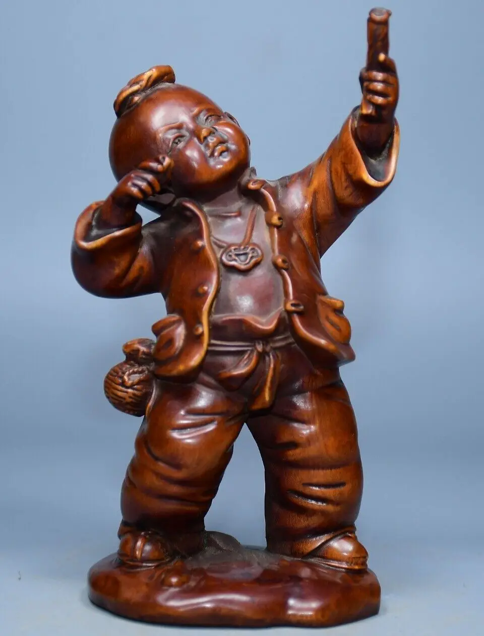 

Chinese Vintage Boxwood Carved Exquisite Child Statue Wooden Figurines Art