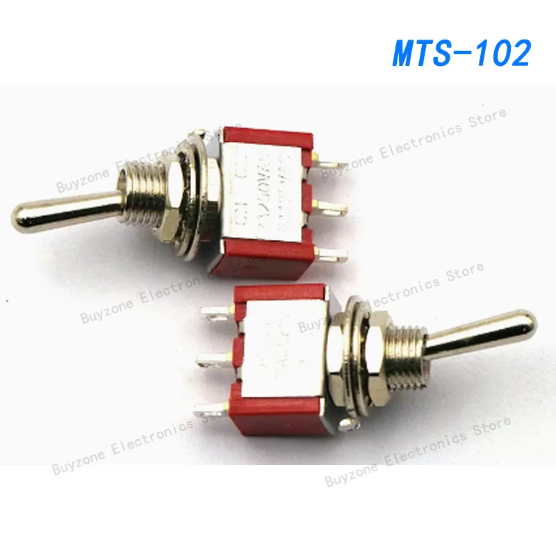 2pcs/lot MTS-102 single-side reset 3 pins 2 stop 6MM small button sub-wave switch mts-102 welding pin