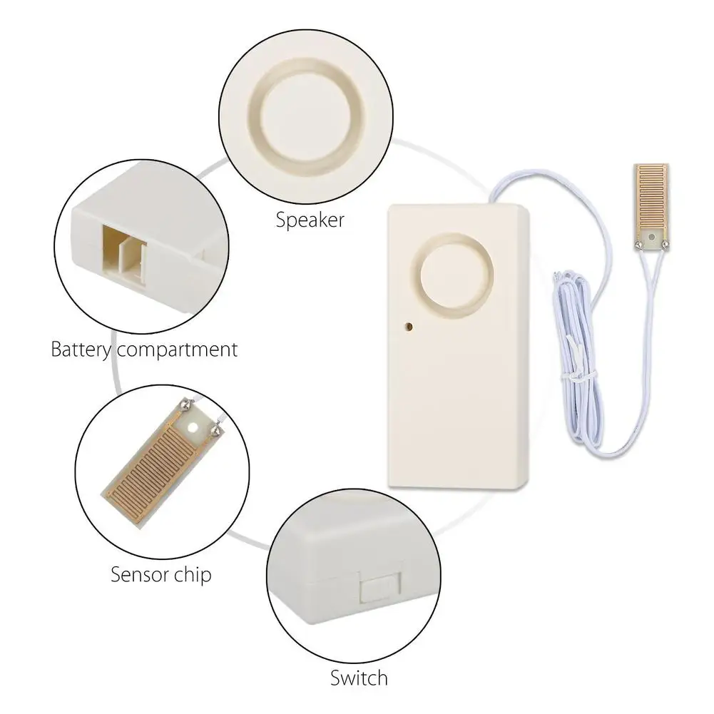 Alarme de inundação do detector do sensor de vazamento de água de 3 blocos para o trabalho 130db do porão sozinho a pilhas (excluindo a bateria)