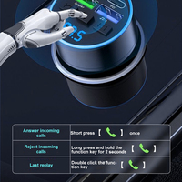 Bluetooth 5.0 Car FM Transmitter PD Dual USB Ambient Player MP3 Charger Fast Charger with Voltage Display Smartphone Charge