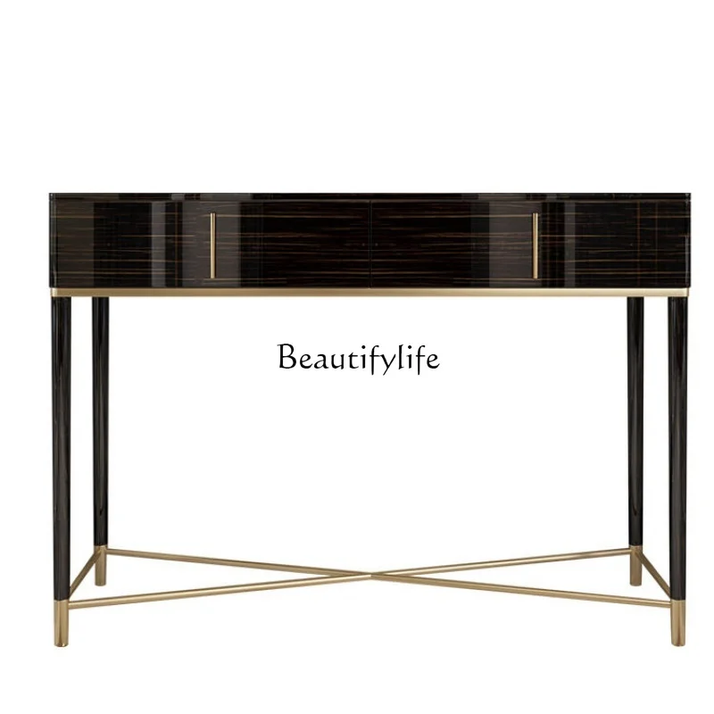 

*Light luxury entrance table Italian simple foyer decorative strip desk table solid wood living room sofa back few