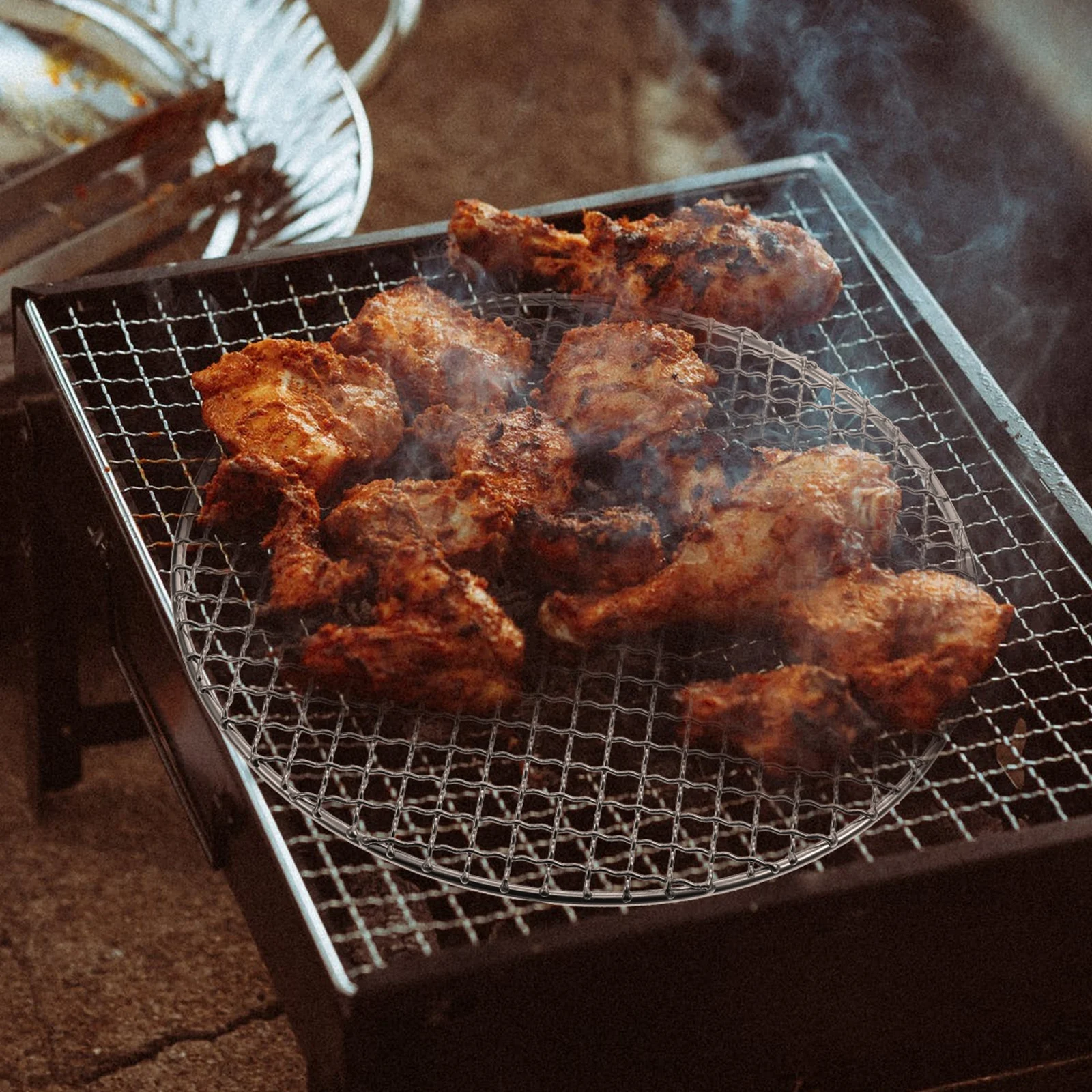 

Non-Stick Bbq Grilling Mat Round Barbecue Net Food Grade High Temp Resistant Reusable Portable Grill Pad For Outdoor