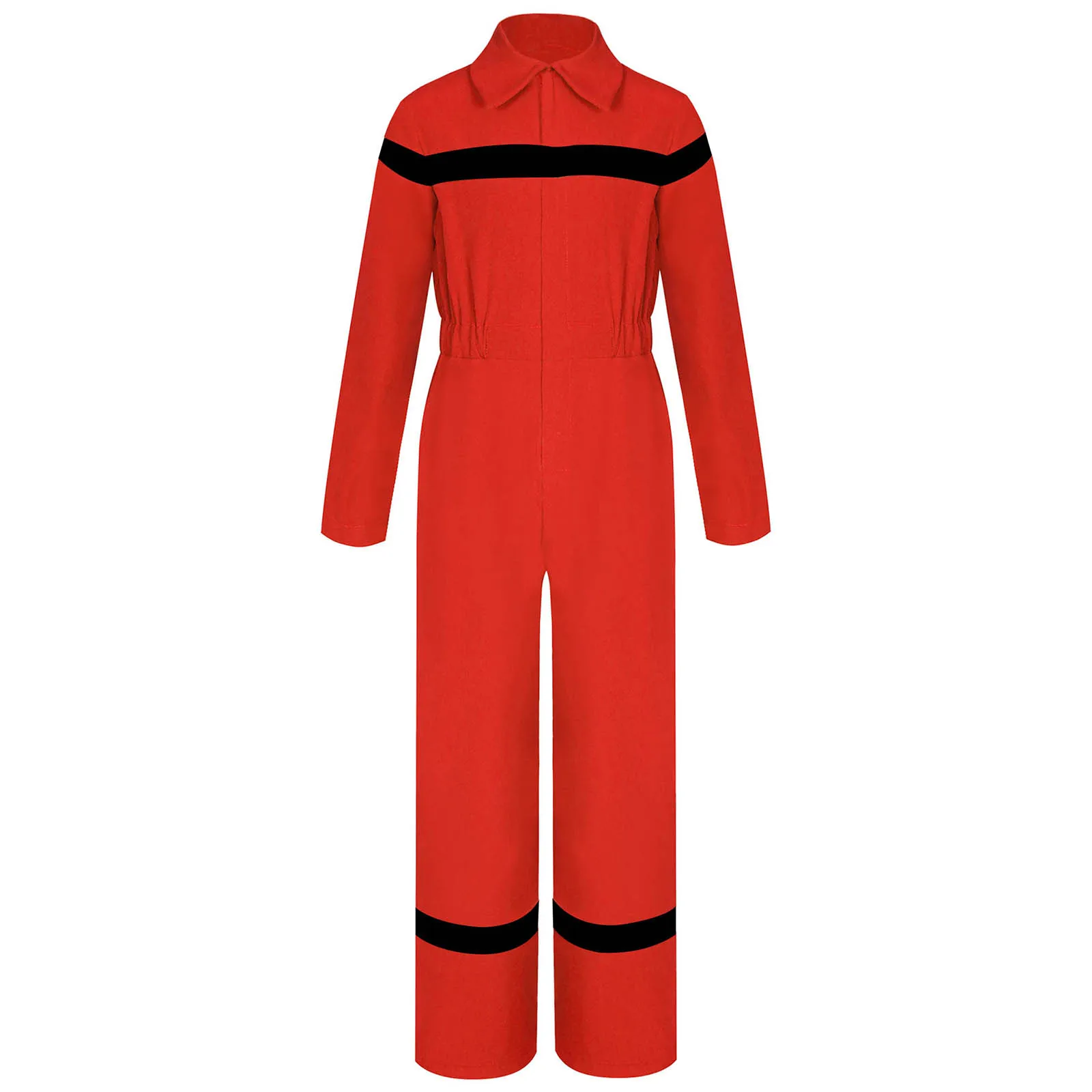 Coveralls for Boys Girls Cosplay Jumpsuit Turn-Down Collar Long Sleeve Bodysuit Halloween Fireman Work Uniform Mechanic Romper