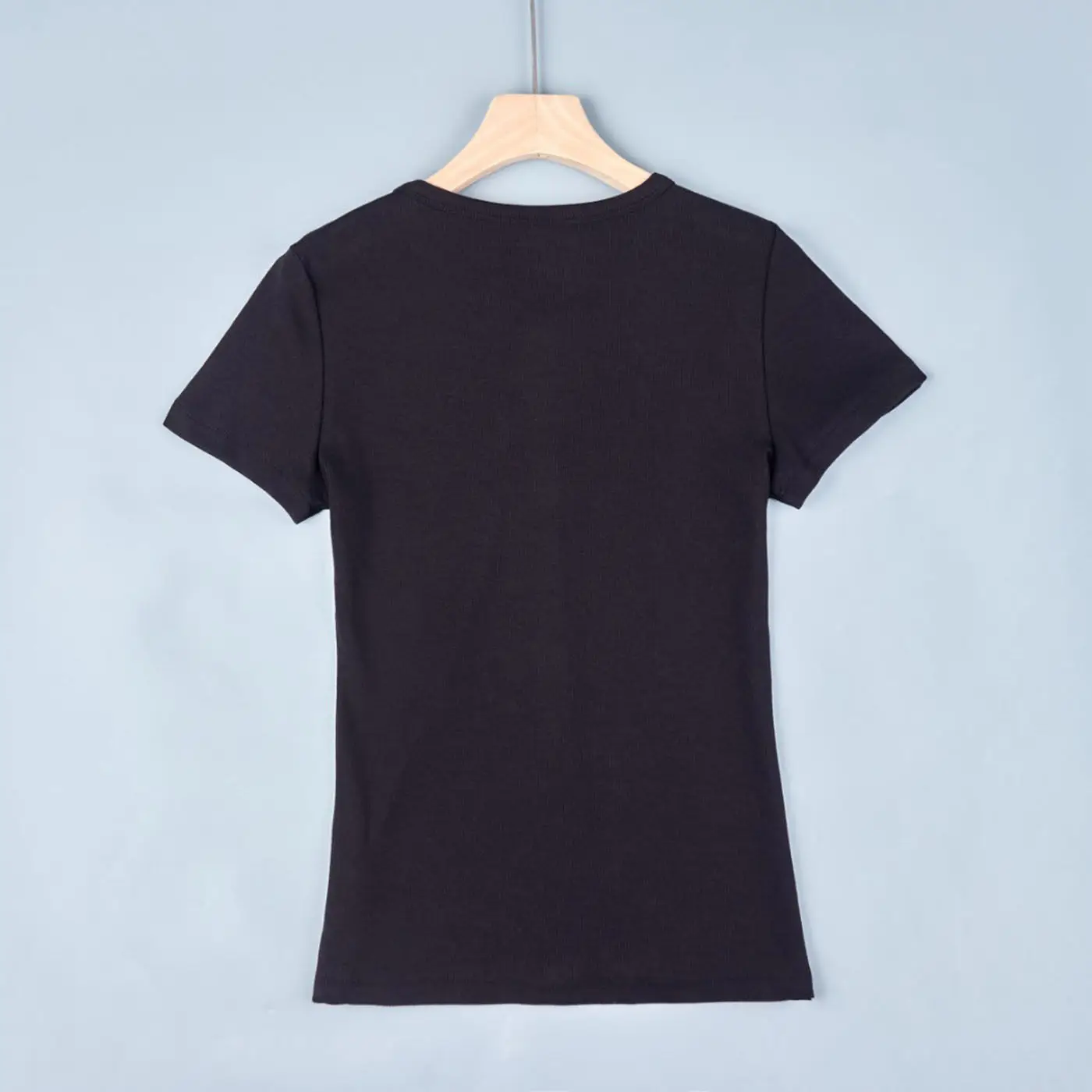 Slim Fit Short Sleeve round Neck Knitted T-Shirt Soft Elastic Cotton Casual Style Spring Summer Women's Fashion Open Front Top