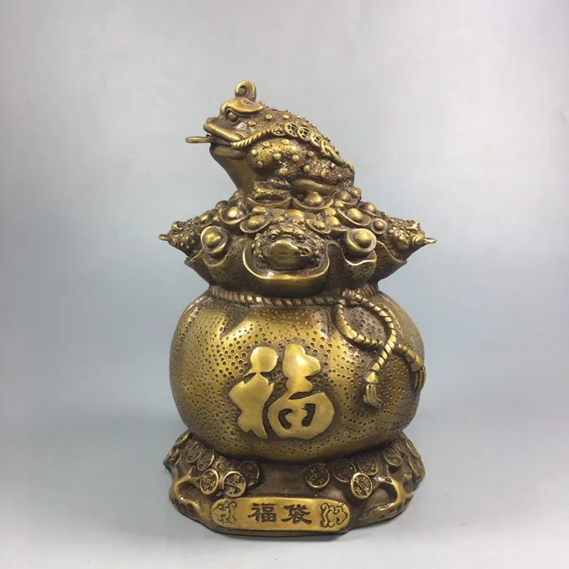 

Pure copper blessing bag, Golden Toad handicraft decoration