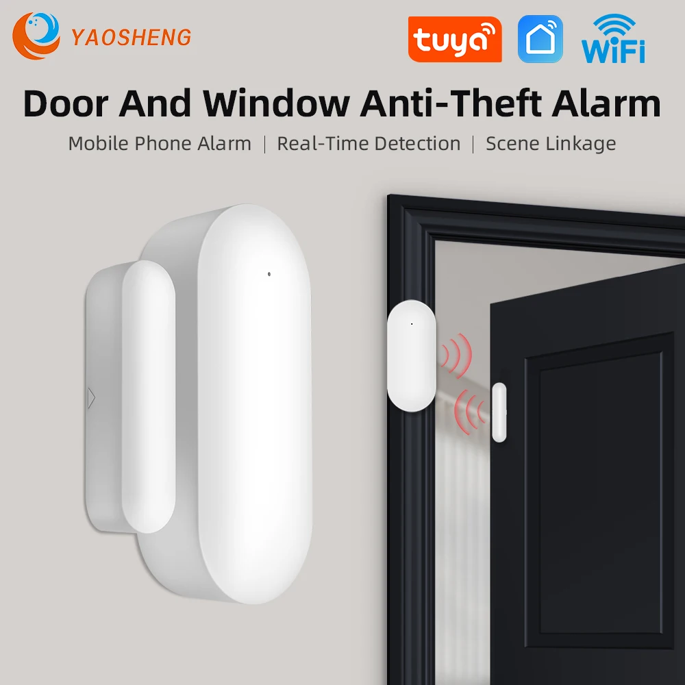 Tuya WiFi Door Sensor Smart Door Open/Closed Detectors Smart Life APP Magnetic Switch Window Sensors Work With Alexa&Google Home