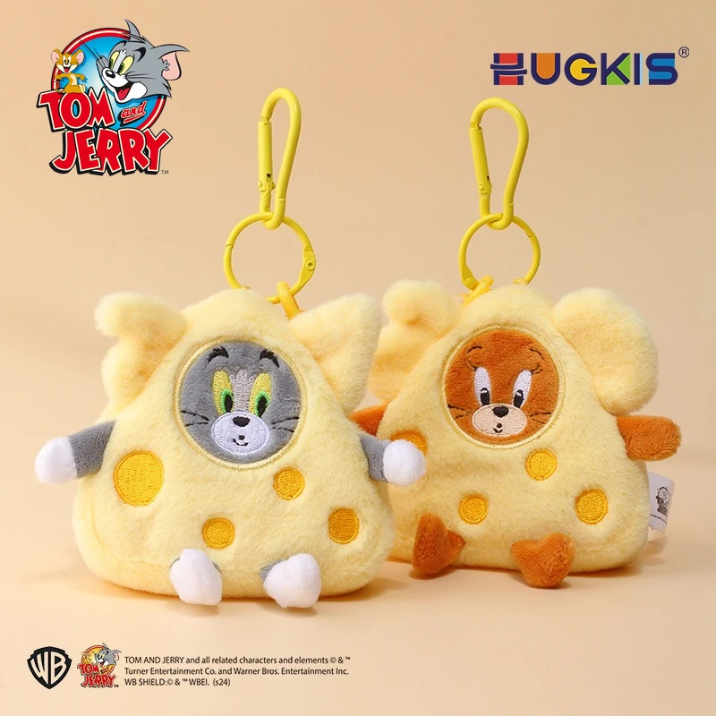 HUGKIS - Monedero de Peluche Original de la Serie Tom y Jerry, Colgante de Anime de 10 cm, Llavero para Bolsa, Regalo de Cumpleaños para Parejas