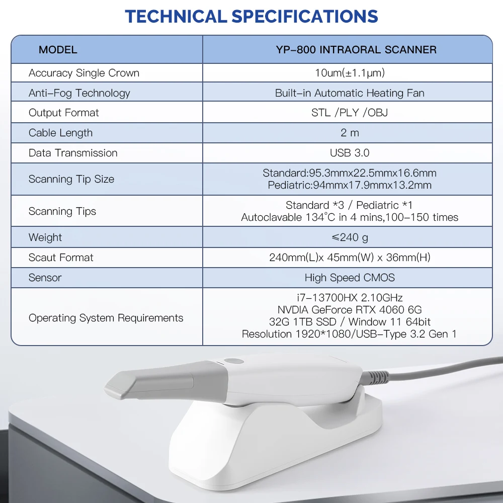 Azdent Dental Intraoral Scanner Dental 3D Scanner Digital Impression Oral Scanner CAD/CAM Imaging Free Software Dentistry Tools