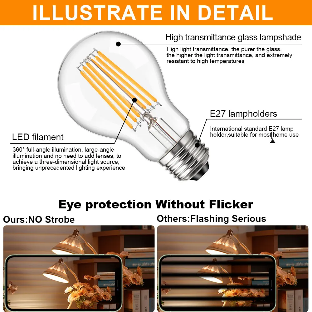 24V 12V Laagspannings LED-lamp Warm Wit 2700K 6W E27 A19 Lichtbronnen voor Off-Grid zonne-energiesystemen, campers, scheepsverlichting