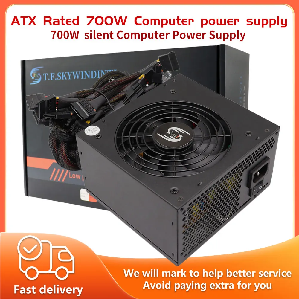 

PC Power Supply MAX 800 Watt 24pin 12v Atx Active PFC Font For Gaming Desktop Rated power 700w PSU 164v-264v