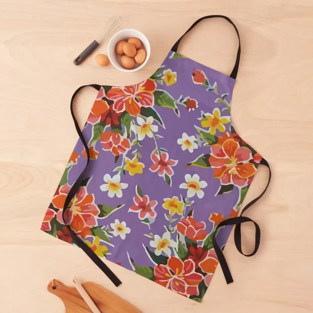 

Red flowers lilac mexican oilcloth Apron Women's Dress christmas decoration Apron