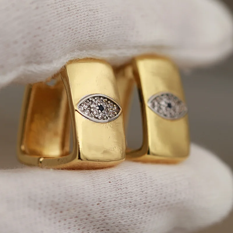 جديد البصر تصميم كريستال عيون وأقراط للنساء أزياء العلامة التجارية مجوهرات زركونيا الأقراط الحساسة #2