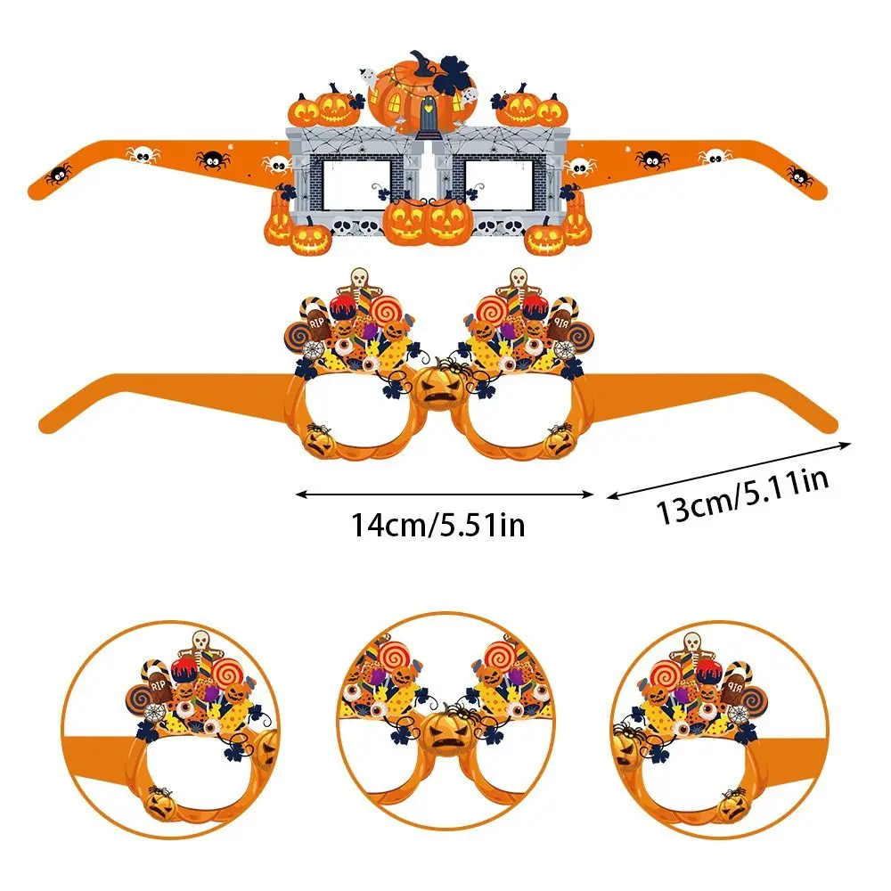 6pcs Bats Halloween Funny Glasses Witch Hat Pumpkin Ghost Paper Glasses Paper Cosplay Props Pumpkin Glasses Kids Gift Toys