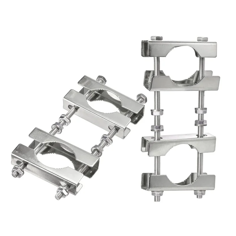 A88X Double Antenna Mast Clamp Kit Fortv CB Ham Flag Post V Jaw Block Tomast Clamp Mounting Bracket Holder