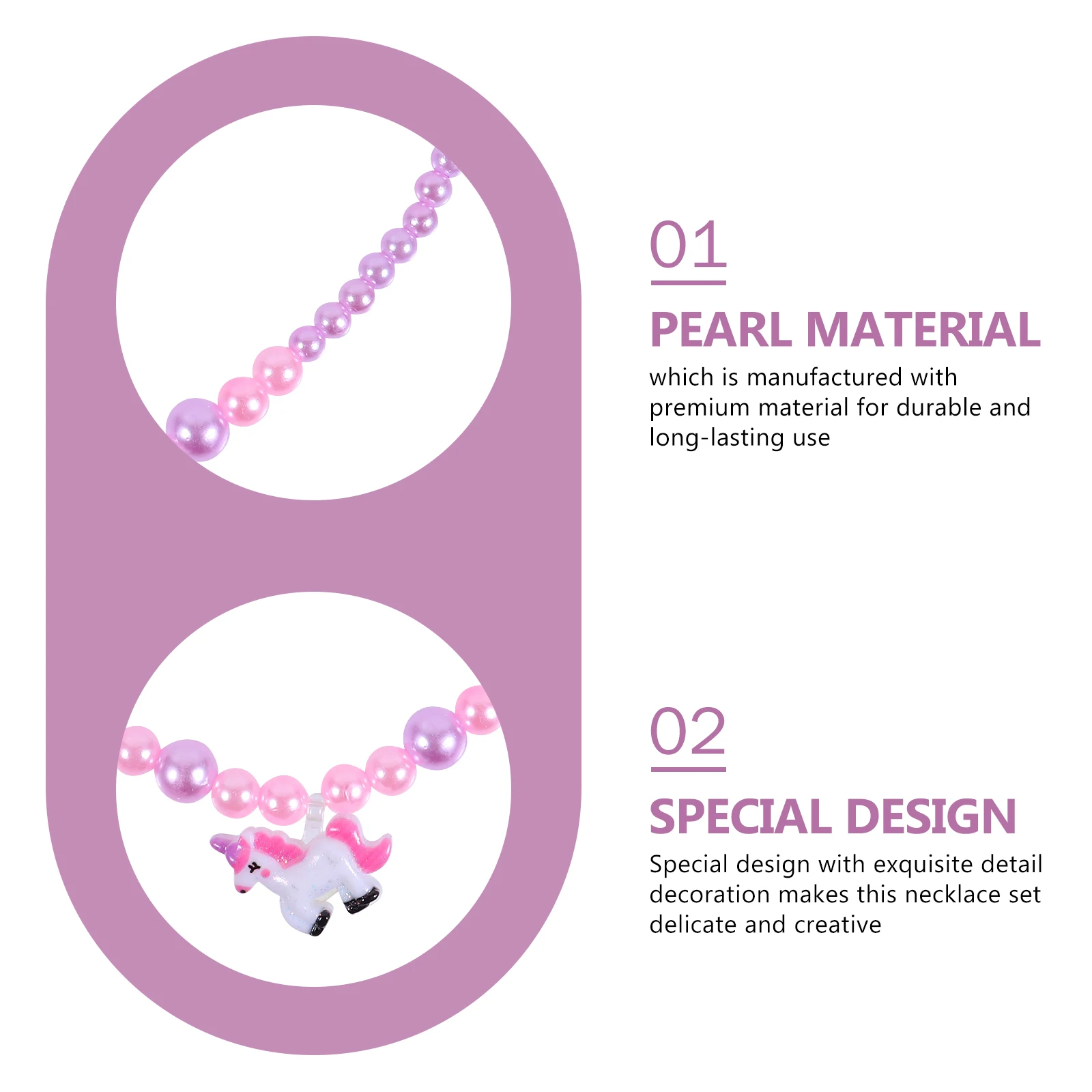 

Girls Accessories Set Necklace for Kids Ear Clip Pearl Violet Sweet Style Ring Baby