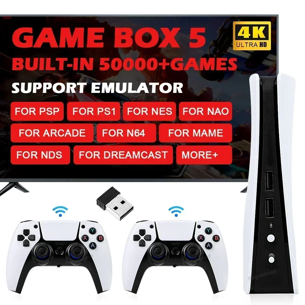 GB5 لعبة فيديو وحدة التحكم 256G 50000 + ألعاب ريترو HDTV صندوق الألعاب 5 مع اثنين من لوحة الألعاب 45 محاكي ل PS1/PSP/NDS/N64 عصا الألعاب