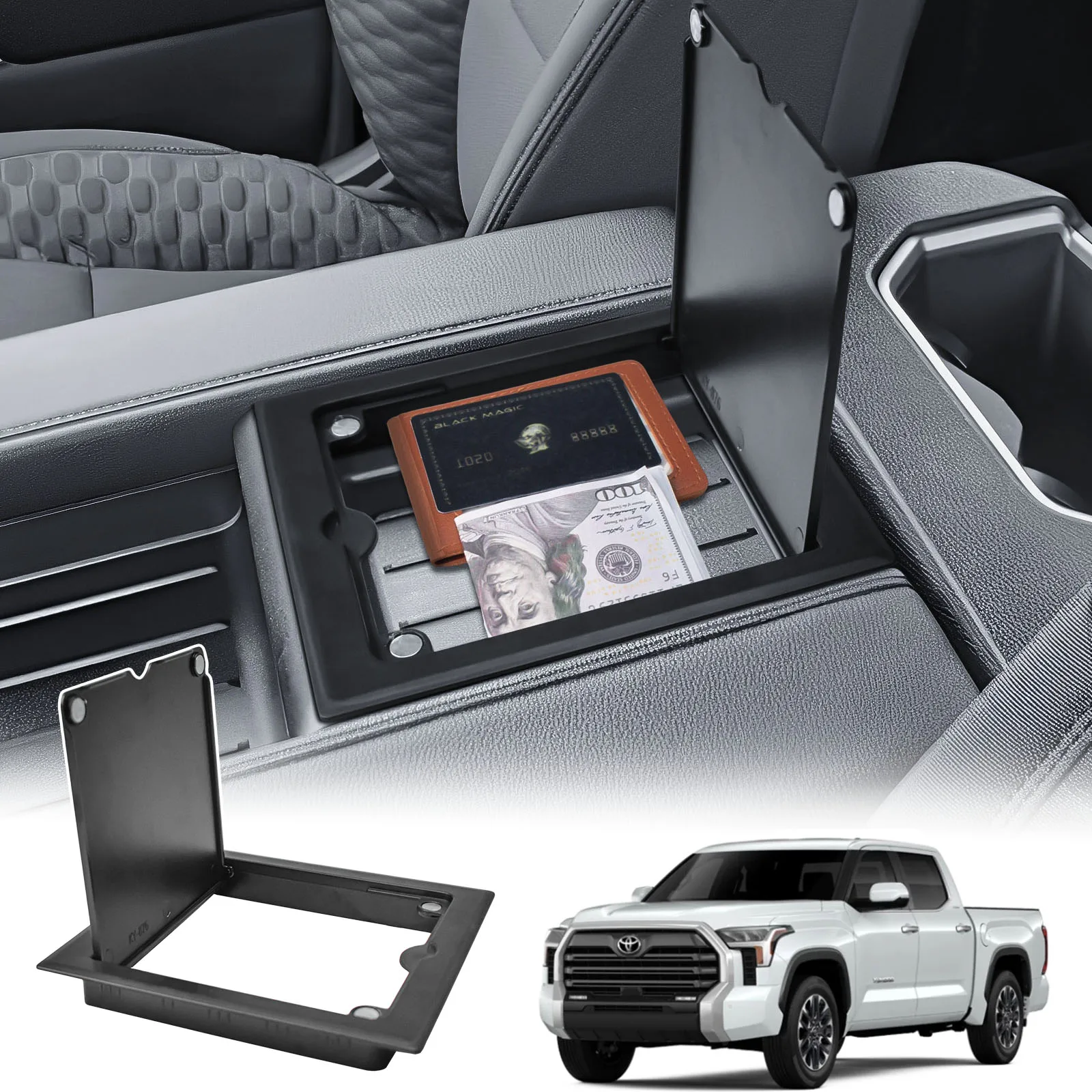 

Подлокотник, скрытый ящик для хранения, лоток для Toyota Tundra 2022-2024 2025, органайзер для центральной консоли, подлокотник, перила, крышка ящика для хранения автомобиля