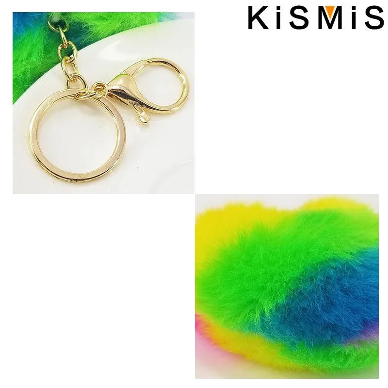 Fashion Rainbow Plush Keychain Cute Soft Stuffed Animal Toy Gift for Women Girls Car Accessories Love Pendant Keychain Toy view 4