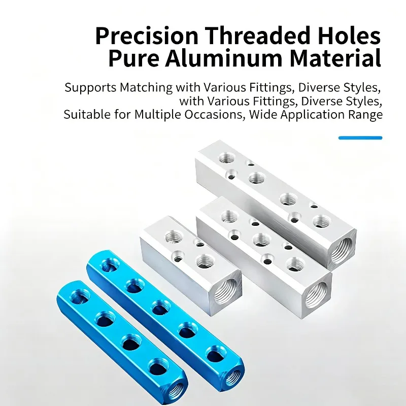 In Plug 2 3 4 -12 Ways Solid Aluminum Air Manifold Block Splitter 25mm Spacing With Quick Plug Connector 1/2” BSP 30x30mm G1/2