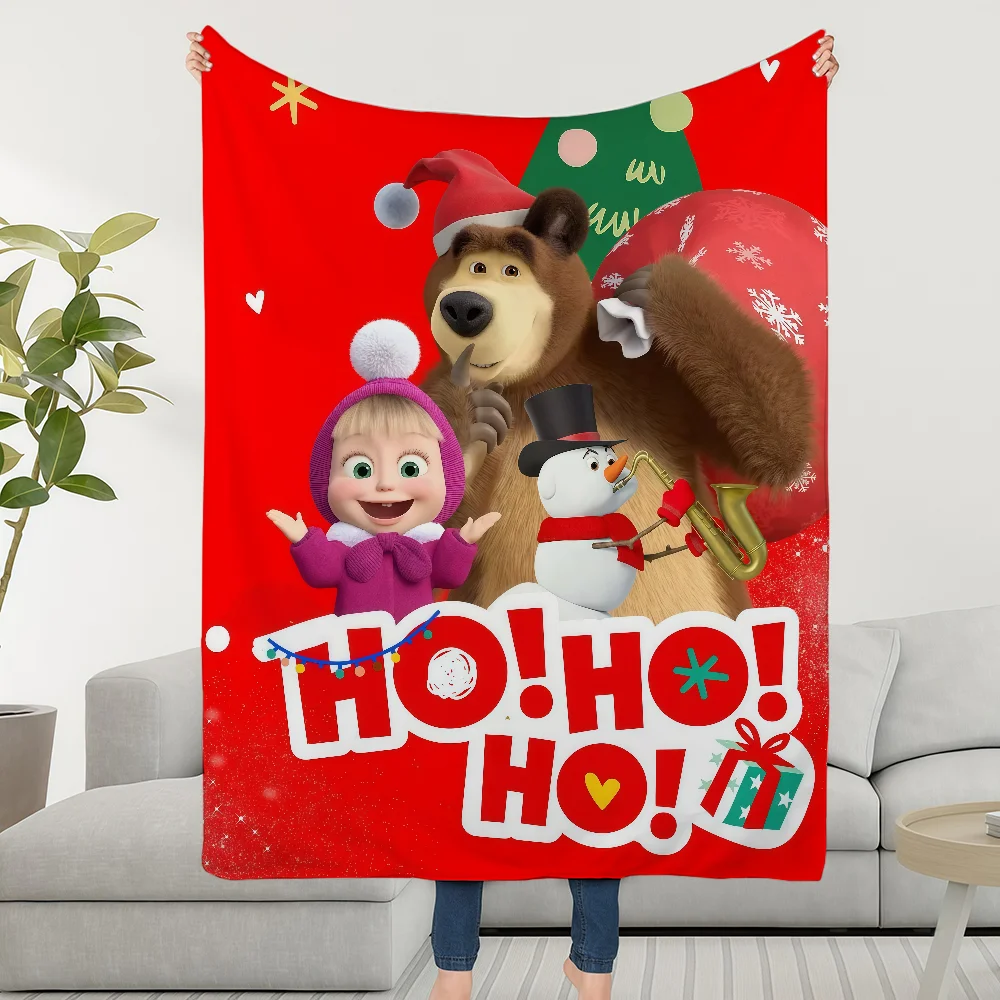 Blanket Cute B-BearS-ES Throw Super Cosy Plush Living Room Sofa Cartoon M-MashaS-ES Couch Childish Birthday Gifts