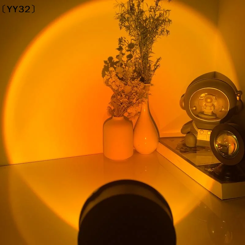 

USB Sunset Lamp Led Projector Night Light 6 Colors Switch Rainbow Atmosphere Home Bedroom Background Wall Decoration 〔YY32〕