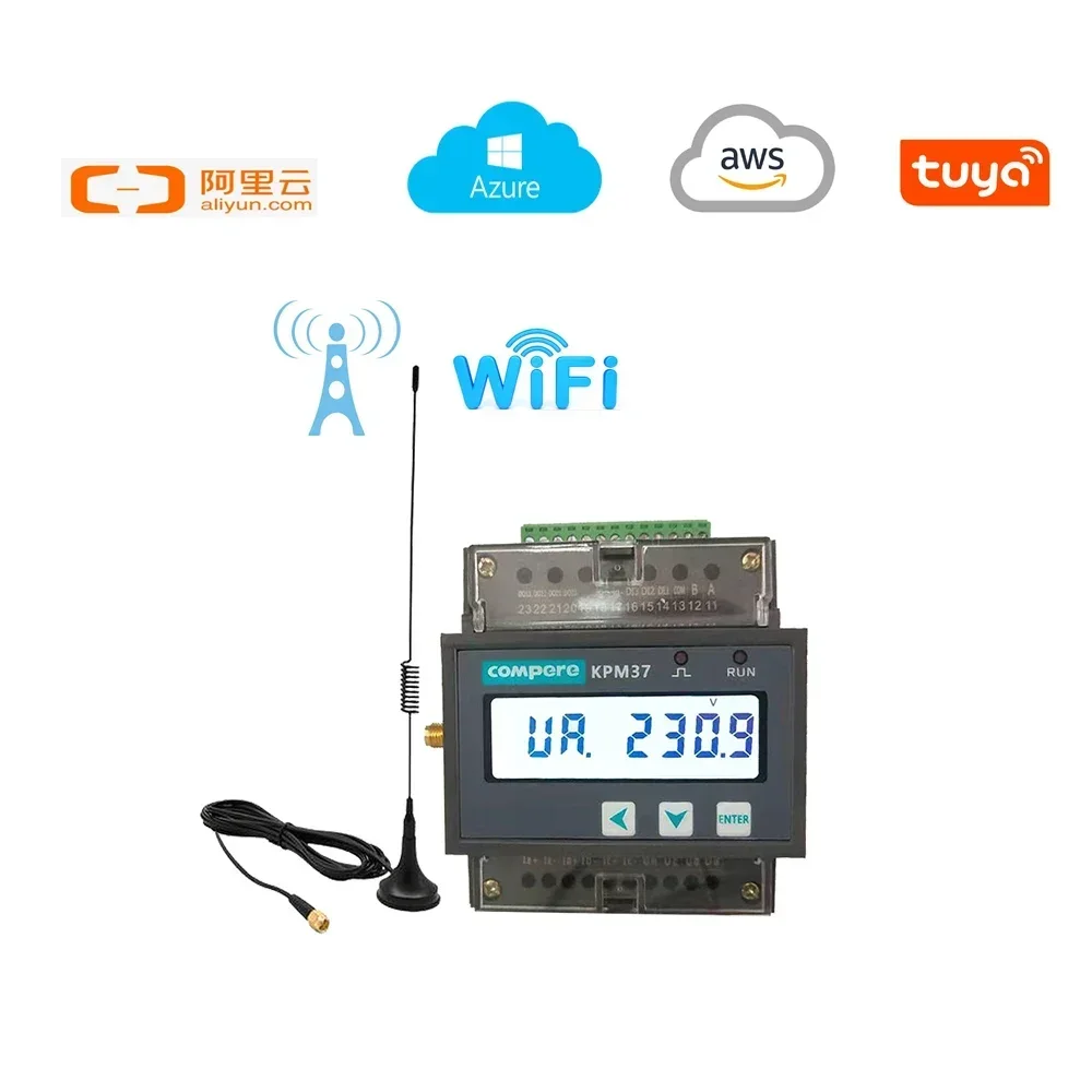 Wifi/4G MQTT to Platform Directly DIN Rail Energy Meter 3 Phase Power Quality Analyzer WIFI Power Meter