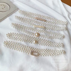 Large Imitation Pearl Waist Chain Women's Elastic Belt With Diamond Decoration Fashion Girdle Skirt Dress Clothing Decoration